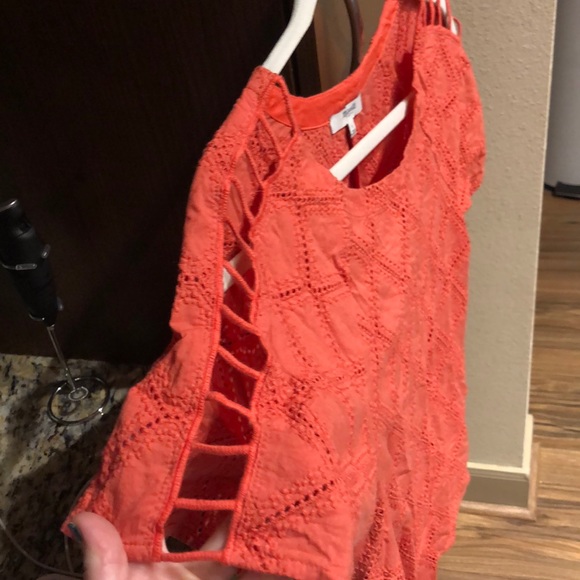 Madewell coral eyelet lattice blouse with cutouts - Picture 6 of 6